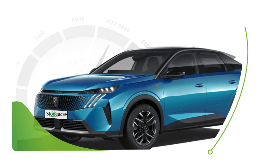 Blue Peugeot 3008; Apply for car finance online image.