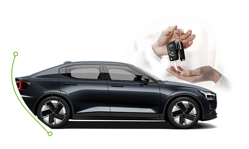 Side view of a Polestar 2; Car finance for all types image.