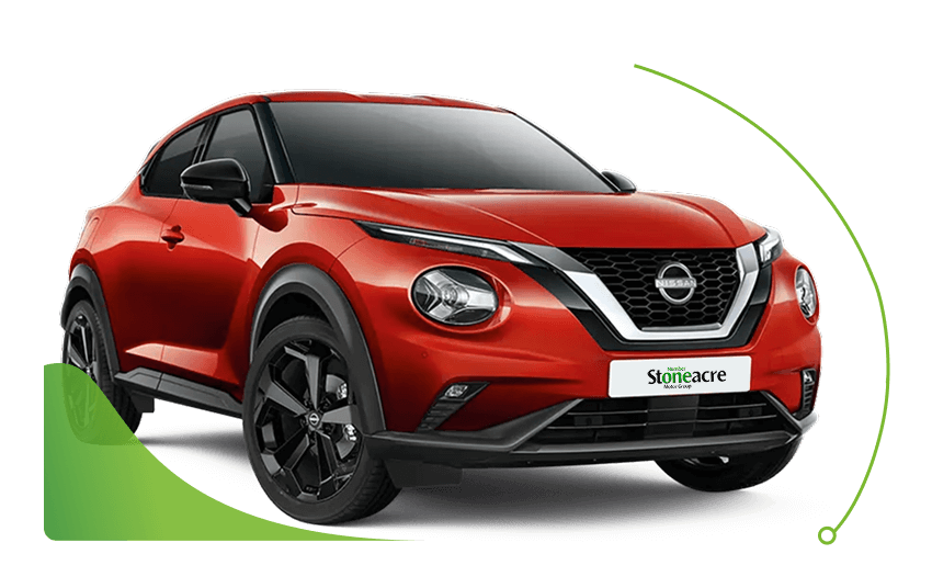 Red Nissan Juke; In-house car finance team image.
