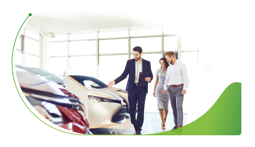 People walk through a car showroom; About Startline