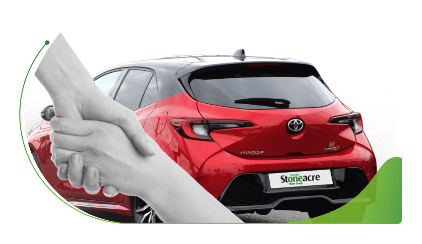 A handshake and a red Toyota Corolla; Our Second-Hand Car Finance Lenders image