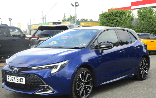 A blue Toyota Corolla; If I have a car on finance, who owns the car image