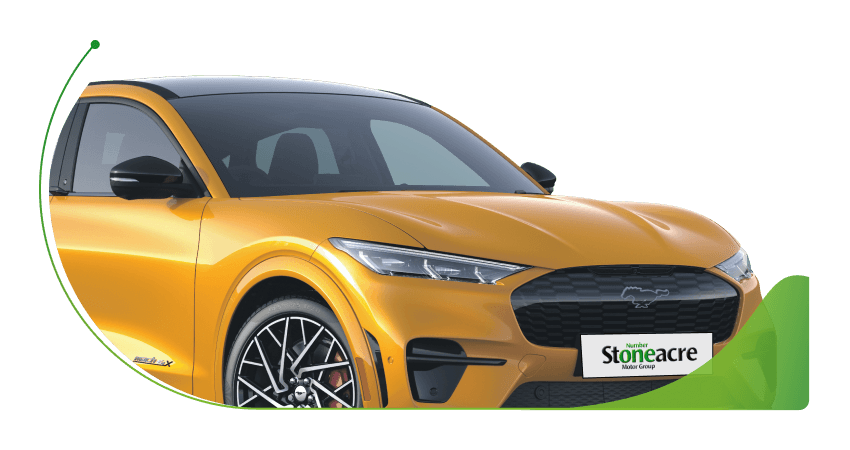 A yellow Ford Mustang Mach E; 'Soft Search' vs 'Hard Search' image