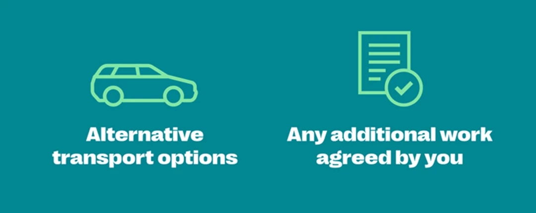 Alternative transport options; Any additional work agreed by you