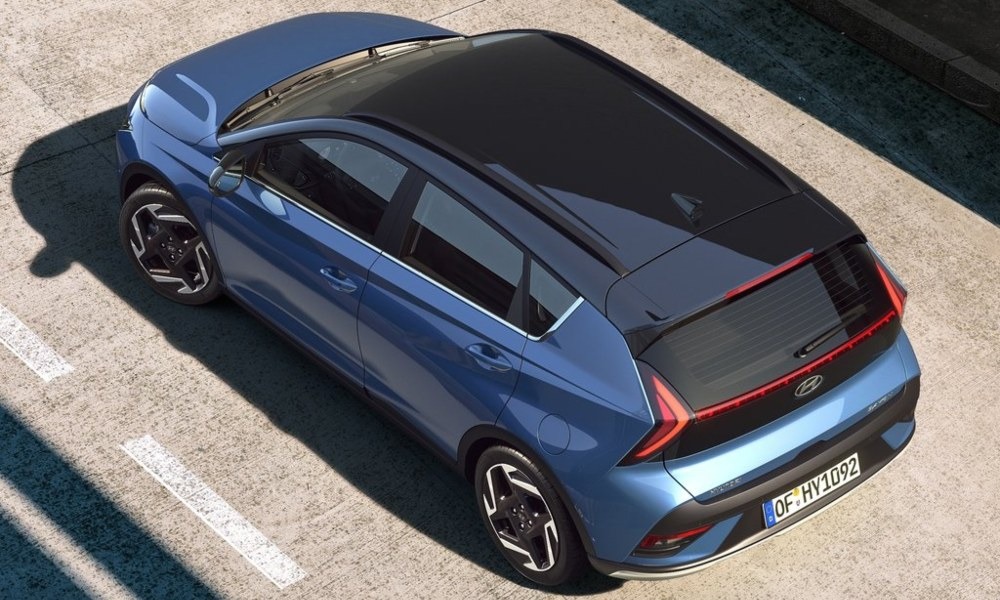 Top-down view of a parked Hyundai Bayon