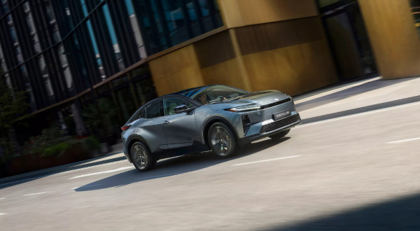 New Toyota C-HR+ exterior highlighting its bold front-end styling and distinctive LED lighting signature.