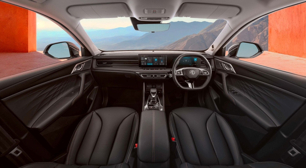 A used MG HS Hybrid+ interior has a clean and modern dashboard layout made with with quality materials