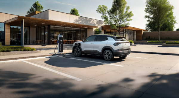 Toyota Urban Cruiser electric vehicle charging at an EV charge point.