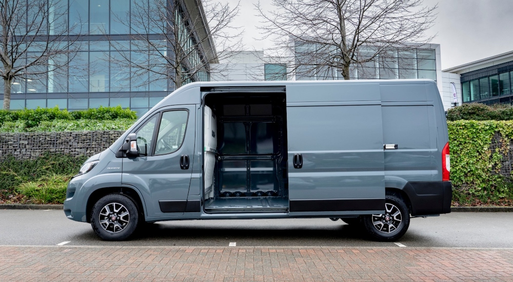 Used Fiat Ducato Professional Panel Van The Fiat Ducato Professional Panel Van with side door open; Fiat Ducato used van image