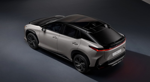Top view, showing off the panoramic roof of the New All-Electric Lexus RZ; New All-Electric Lexus RZ