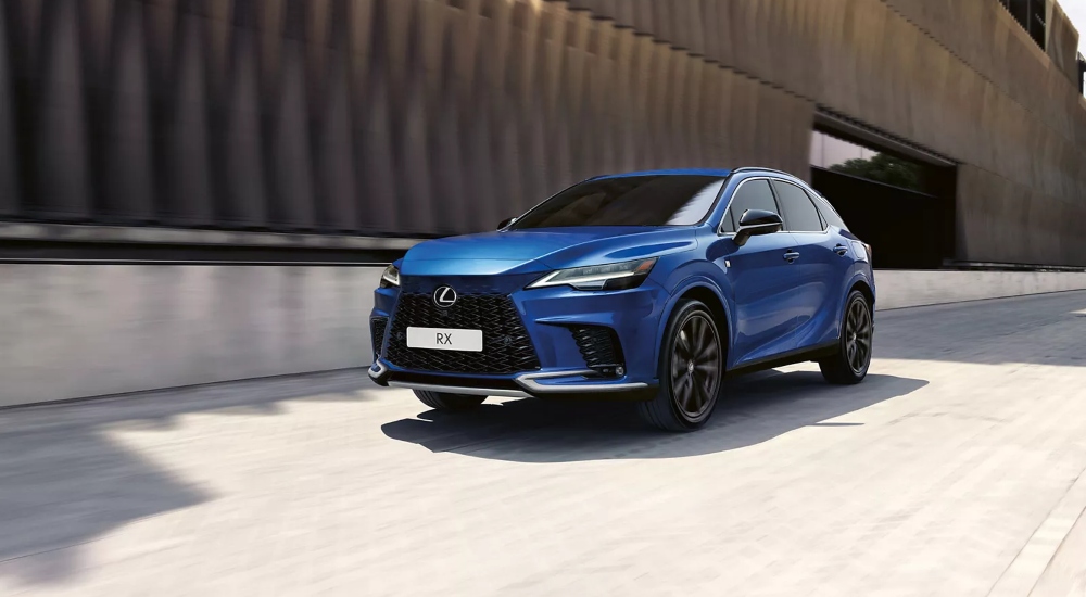 A blue Lexus RX; New SUV Lexus